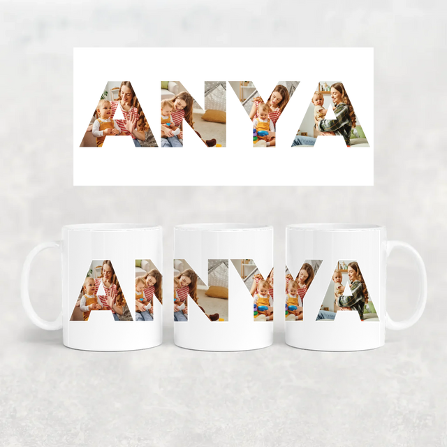 egyedi bögre ANYA felirattal 4 fényképpel