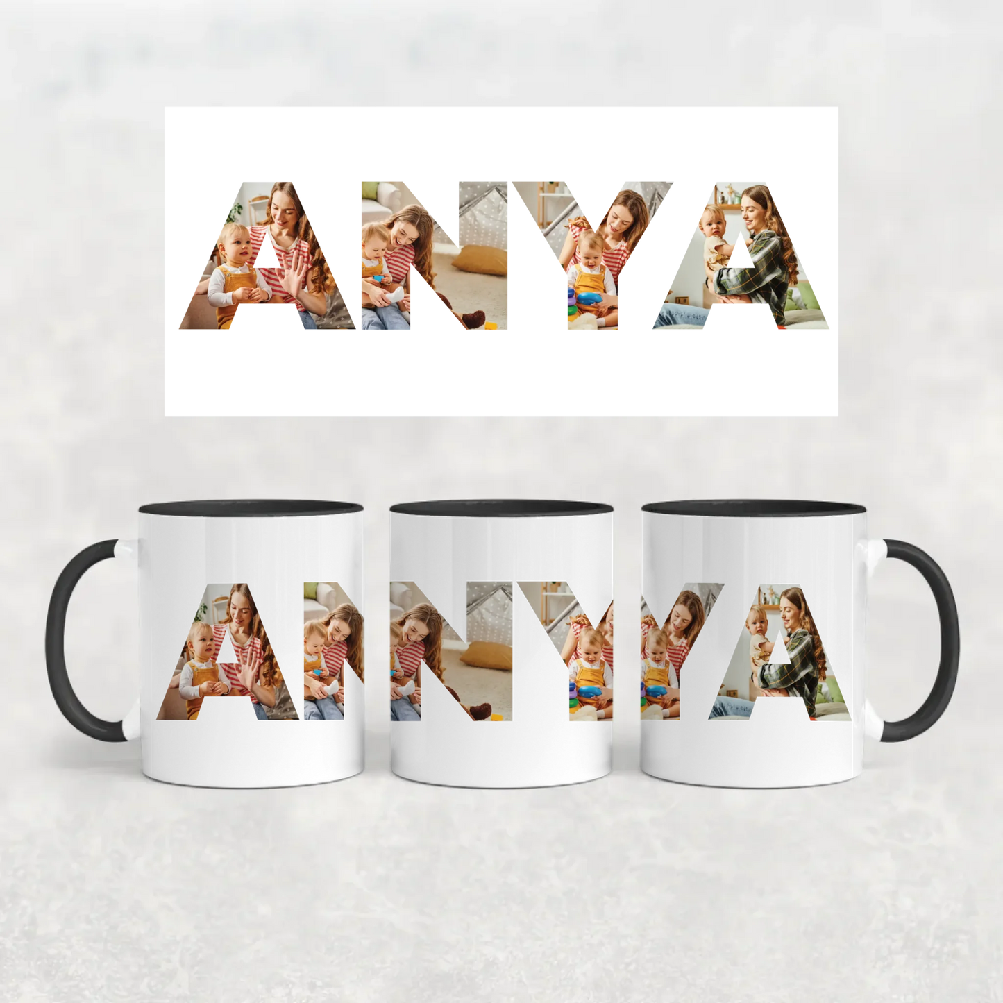 egyedi bögre ANYA felirattal 4 fényképpel