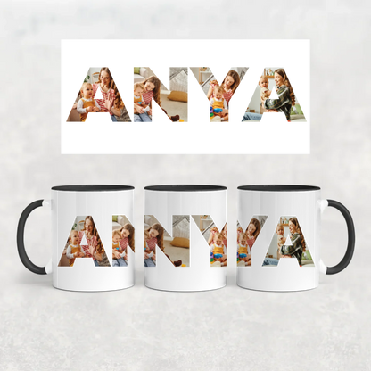 egyedi bögre ANYA felirattal 4 fényképpel