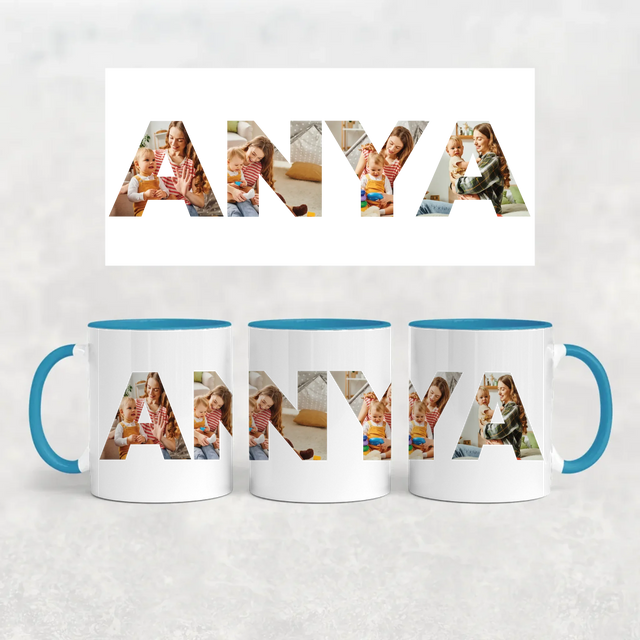 egyedi bögre ANYA felirattal 4 fényképpel