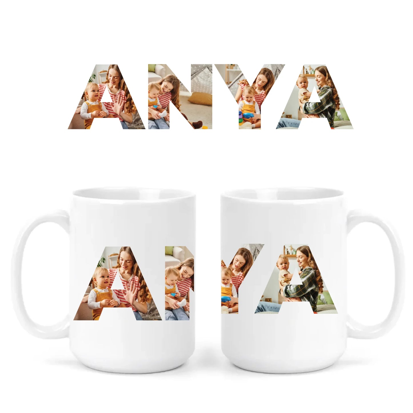 egyedi bögre ANYA felirattal 4 fényképpel XL