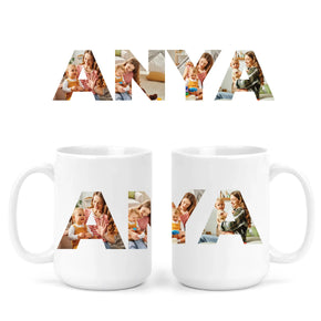 egyedi bögre ANYA felirattal 4 fényképpel XL
