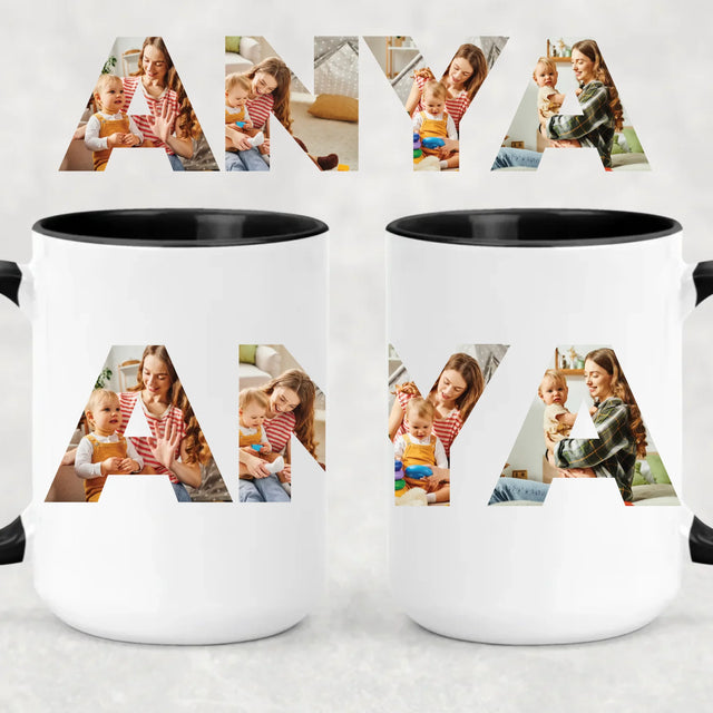 egyedi bögre ANYA felirattal 4 fényképpel XL