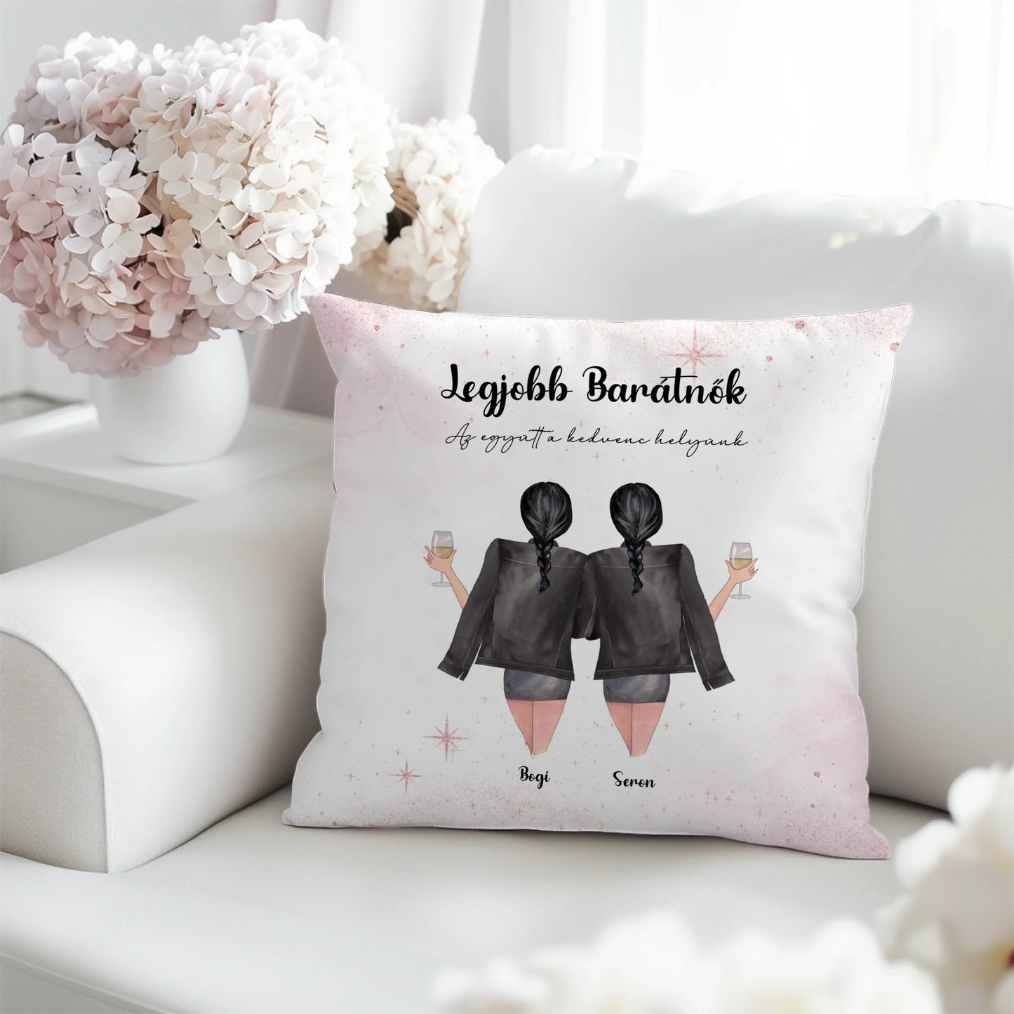 szerkeszthető egyedi karakteres legjobb barátnő párna