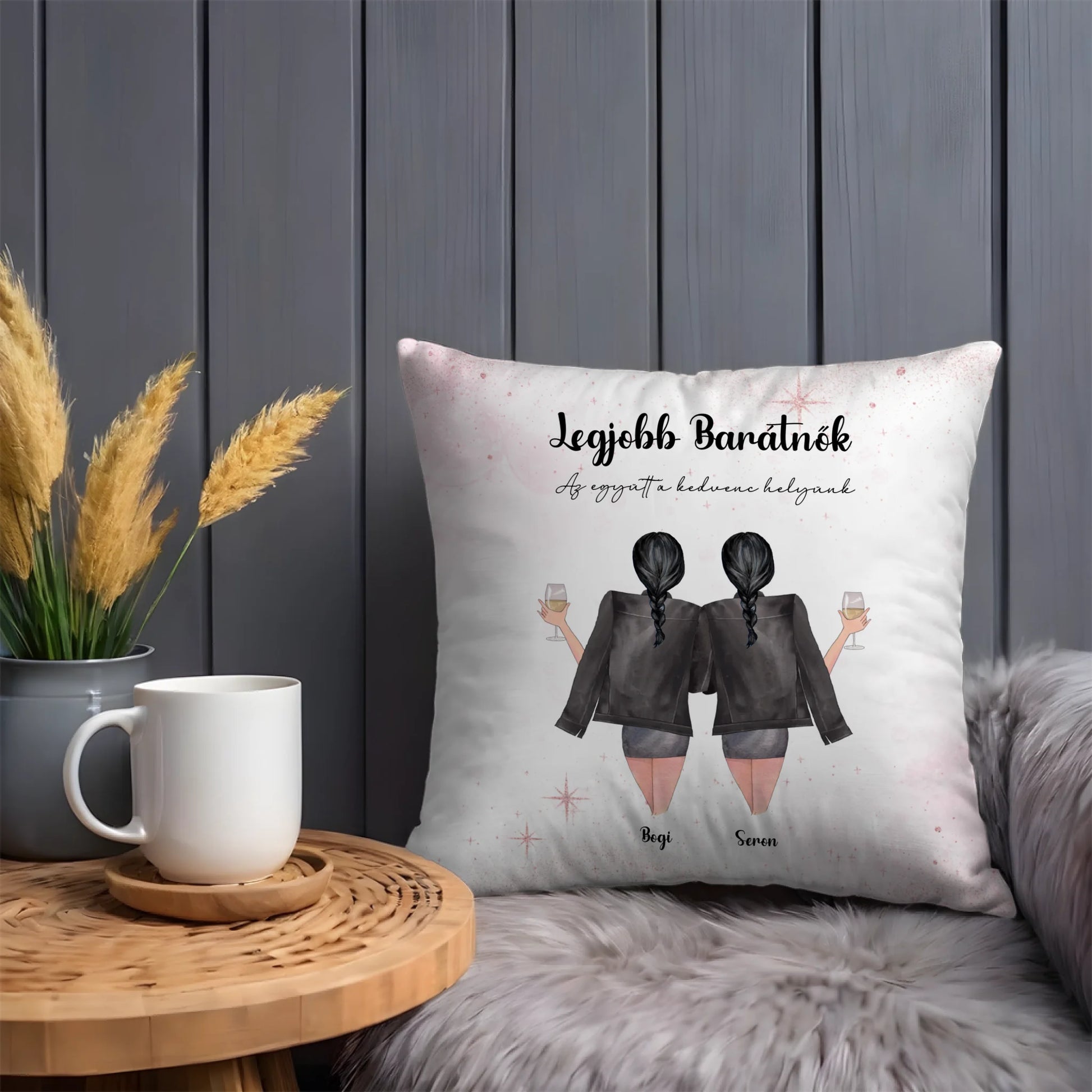szerkeszthető egyedi karakteres legjobb barátnő párna