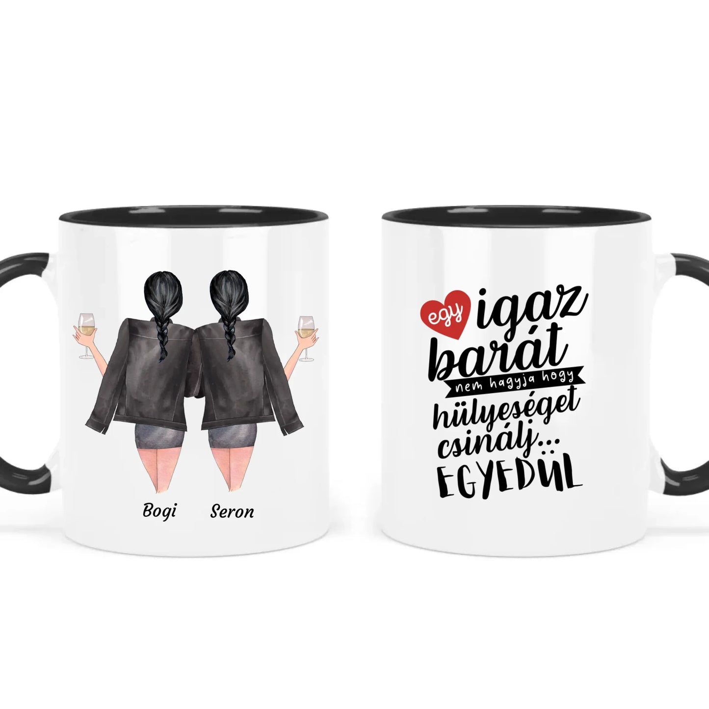 egyedi karakteres legjobb barátnő bögre fekete füllel