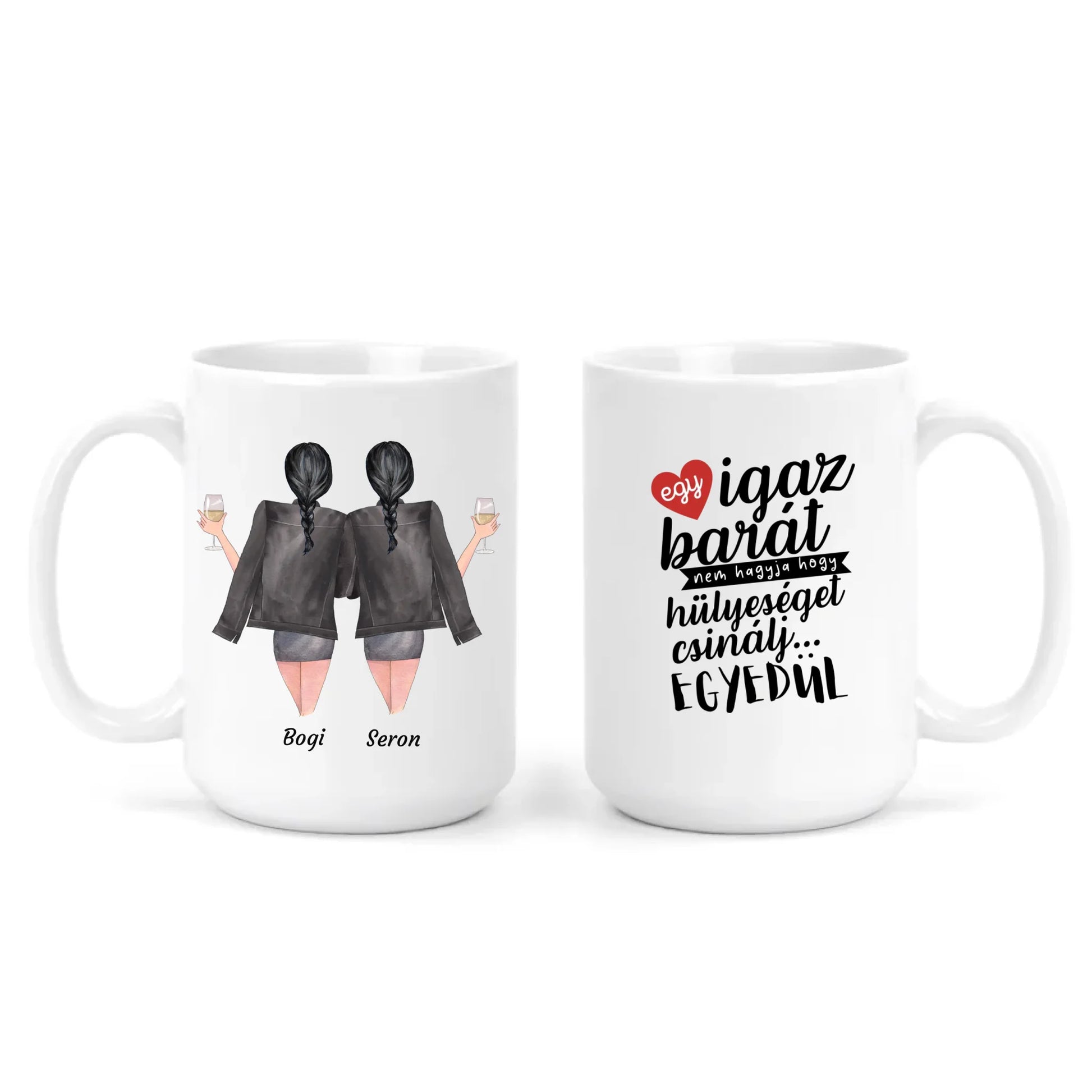 egyedi barátnős szerkeszthető karakteres bögre fehér XL