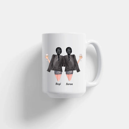 egyedi barátnős szerkeszthető karakteres bögre fehér XL