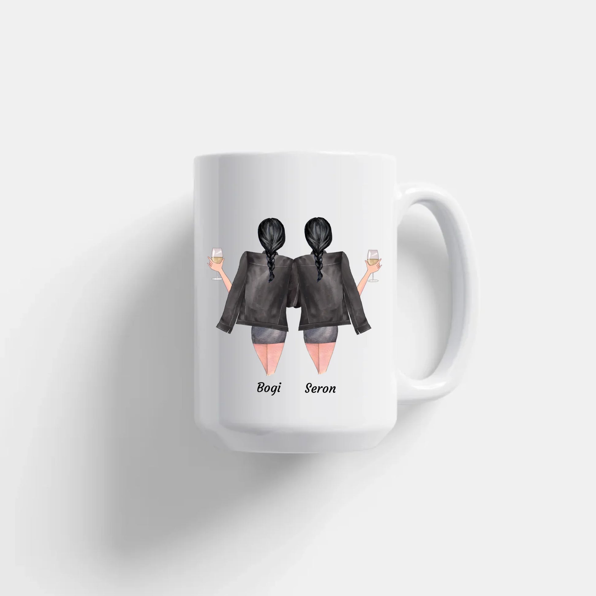 egyedi barátnős szerkeszthető karakteres bögre fehér XL