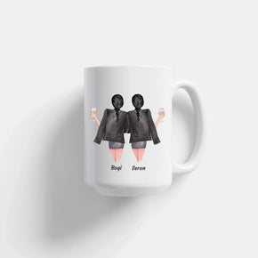 egyedi barátnős szerkeszthető karakteres bögre fehér XL