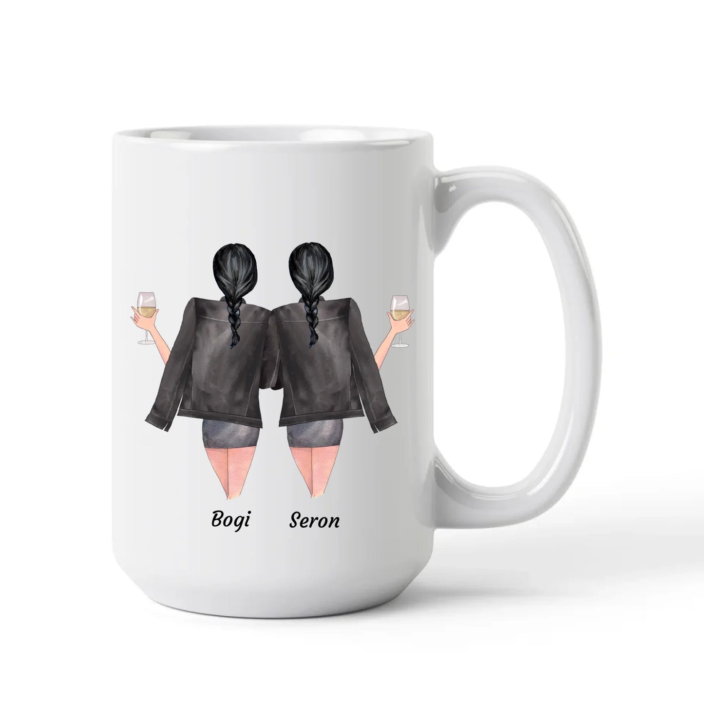 egyedi barátnős szerkeszthető karakteres bögre fehér XL