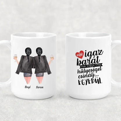 egyedi barátnős szerkeszthető karakteres bögre fehér XL