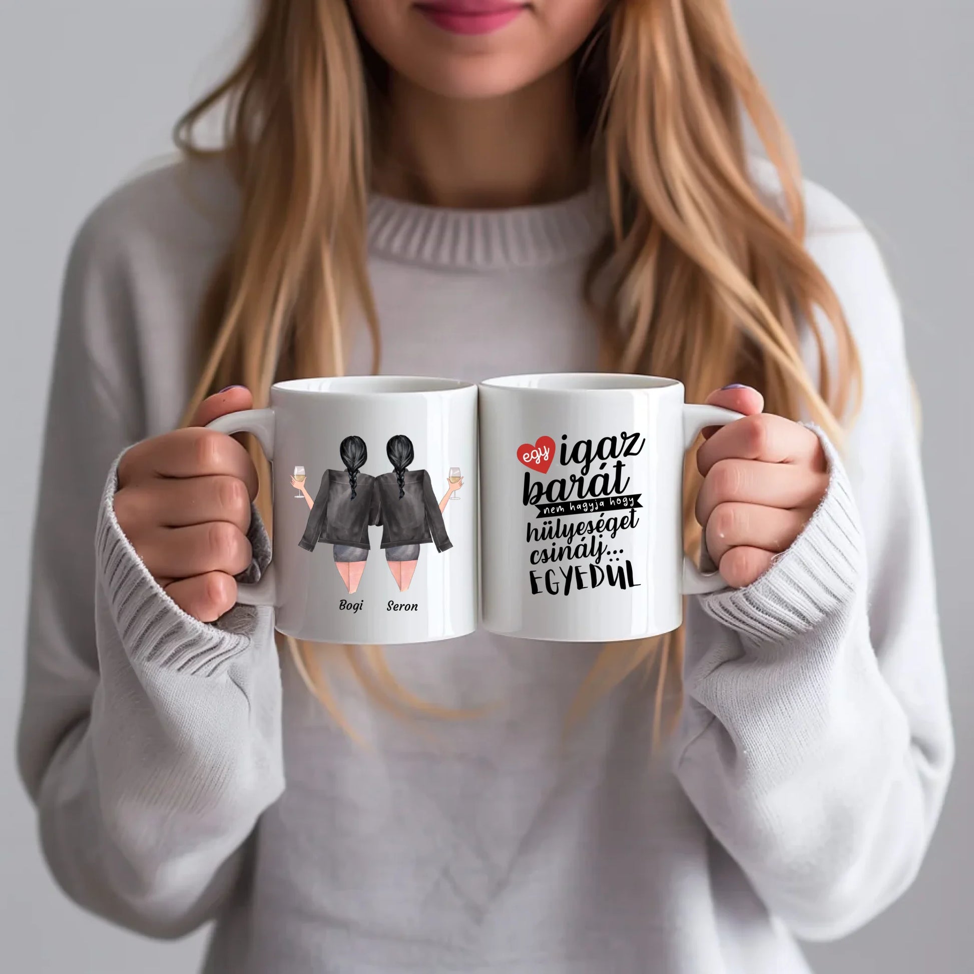 egyedi barátnő karakteres szerkeszthető ajándék bögre