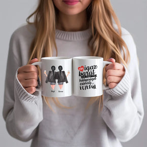 egyedi barátnő karakteres szerkeszthető ajándék bögre