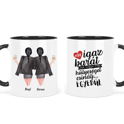 egyedi karakteres legjobb barátnő bögre fekete füllel