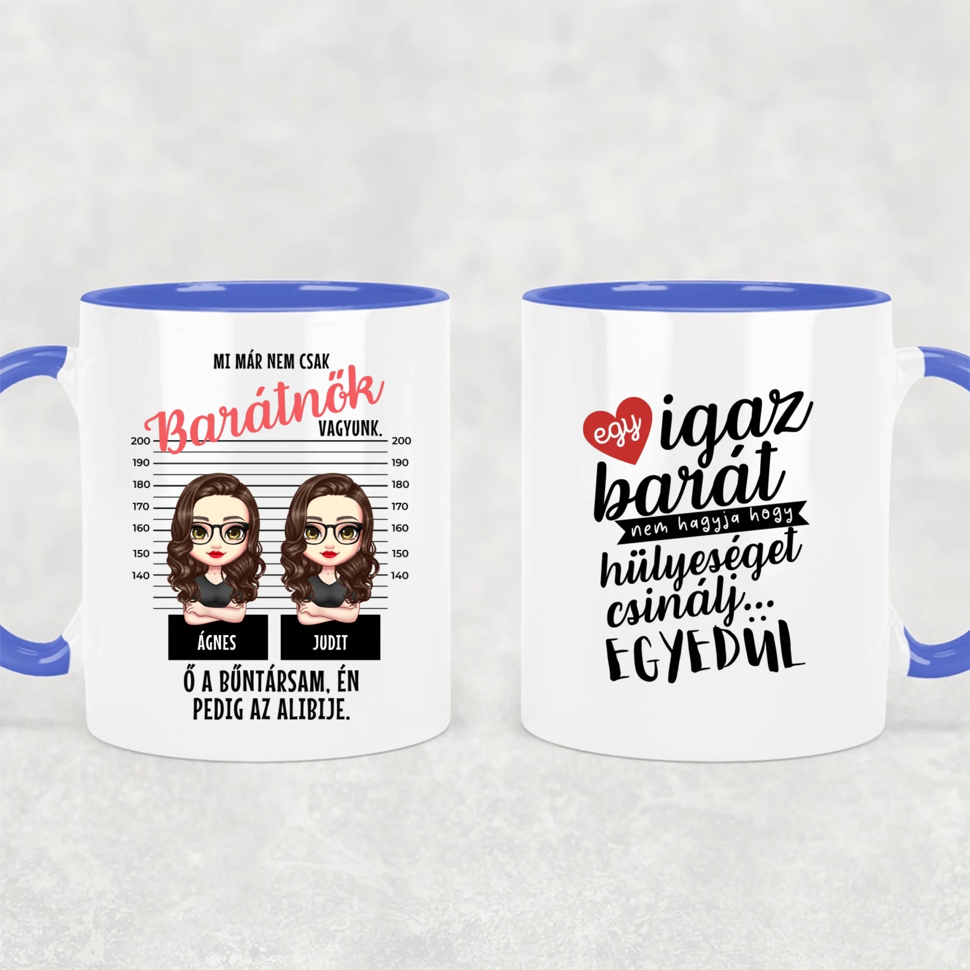 egyedi karakteres bögre legjobb barátnő bűntársak rendőrségi fotó