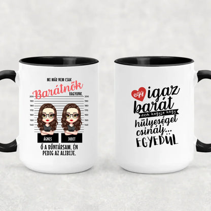 egyedi karakteres bögre legjobb barátnő bűntársak rendőrségi fotó