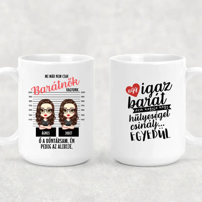 egyedi karakteres bögre legjobb barátnő bűntársak rendőrségi fotó