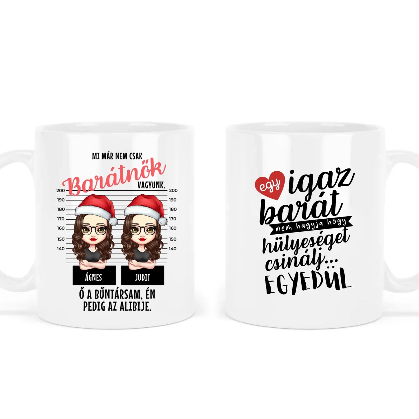 egyedi karakteres bögre legjobb barátnő bűntársak rendőrségi fotó