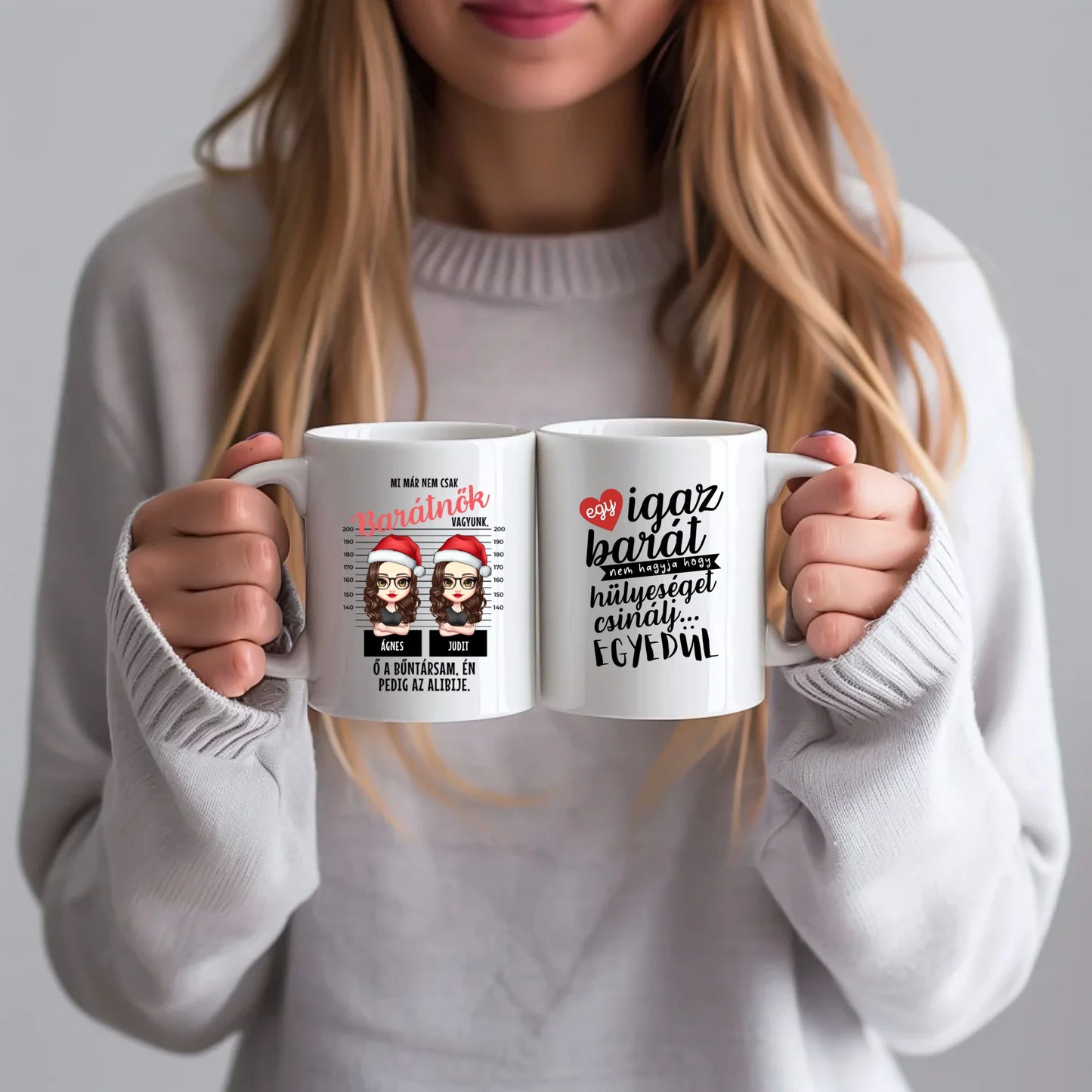 egyedi karakteres bögre legjobb barátnő bűntársak rendőrségi fotó