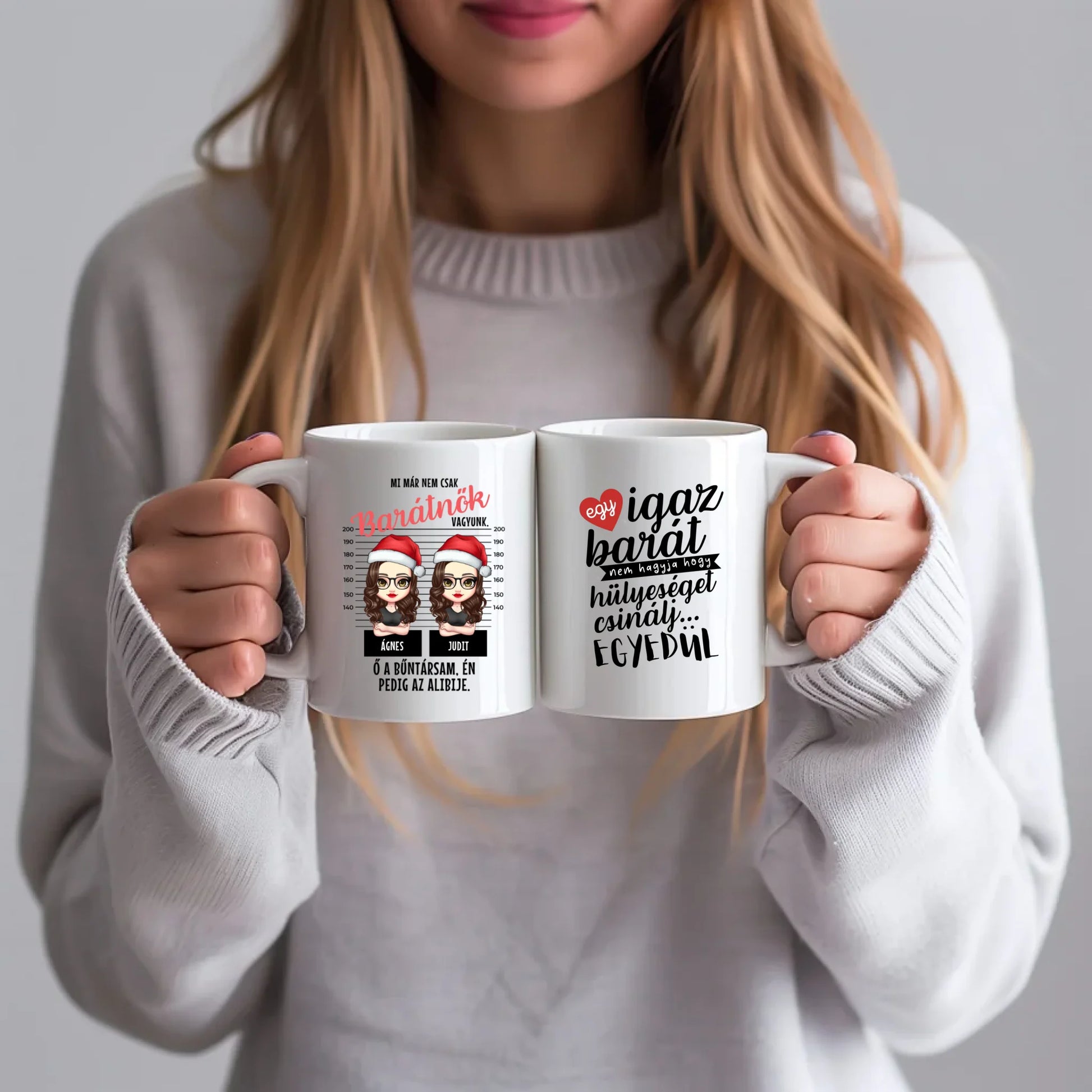 egyedi karakteres bögre legjobb barátnő bűntársak rendőrségi fotó