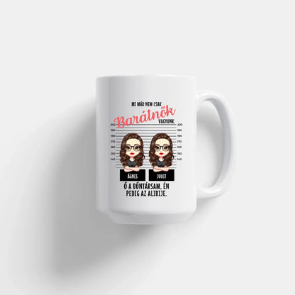 egyedi karakteres bögre legjobb barátnő bűntársak rendőrségi fotó