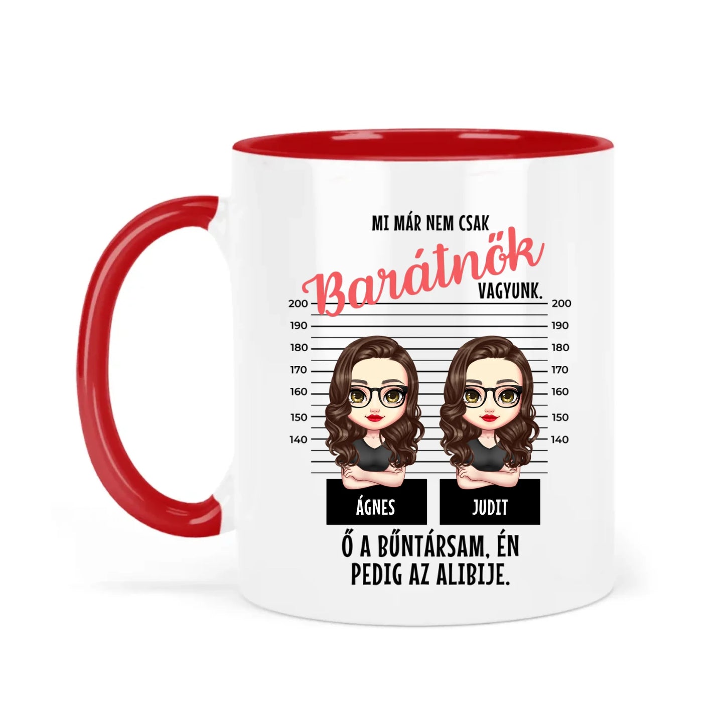 egyedi karakteres bögre legjobb barátnő bűntársak rendőrségi fotó