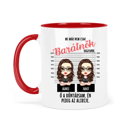 egyedi karakteres bögre legjobb barátnő bűntársak rendőrségi fotó