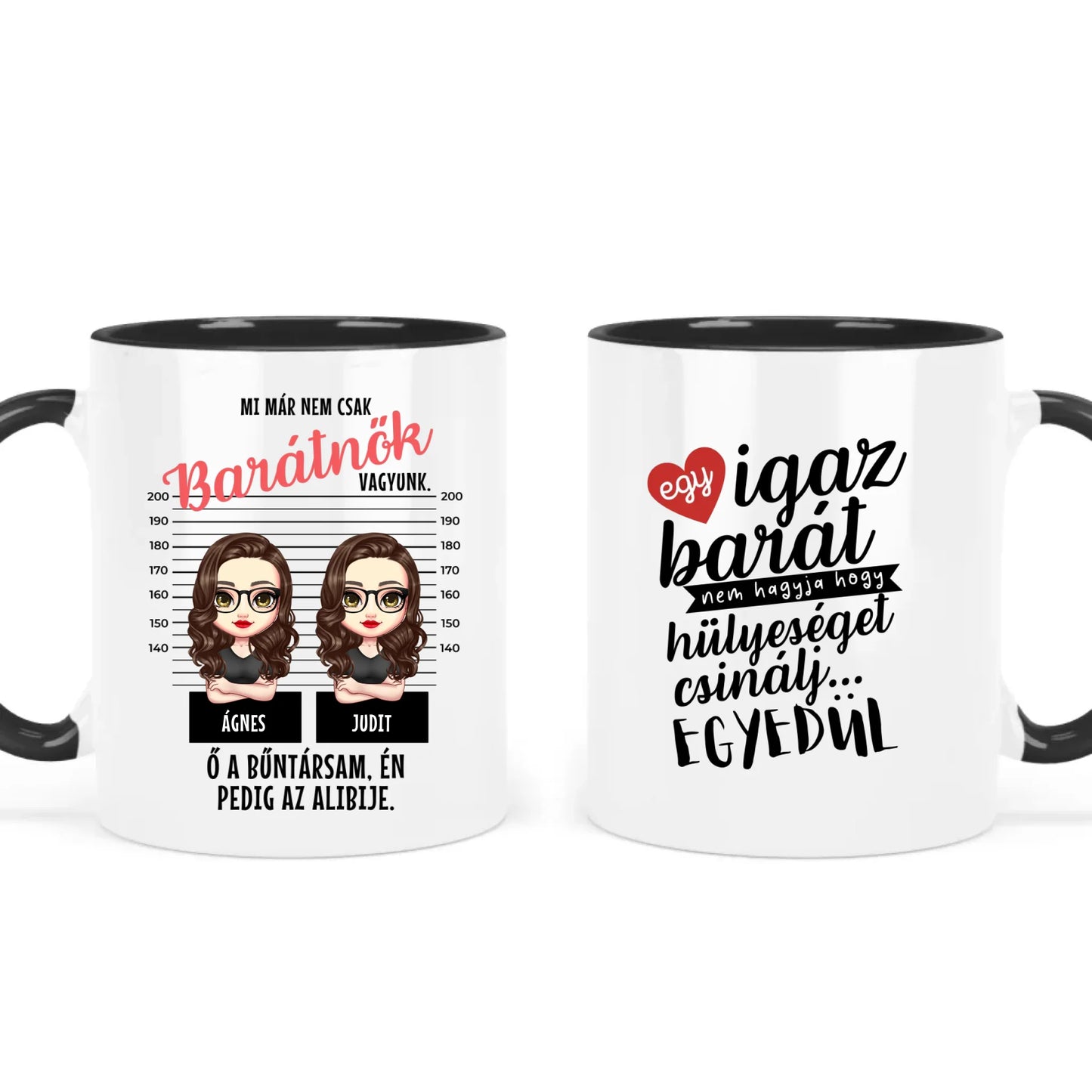 egyedi karakteres bögre legjobb barátnő bűntársak rendőrségi fotó