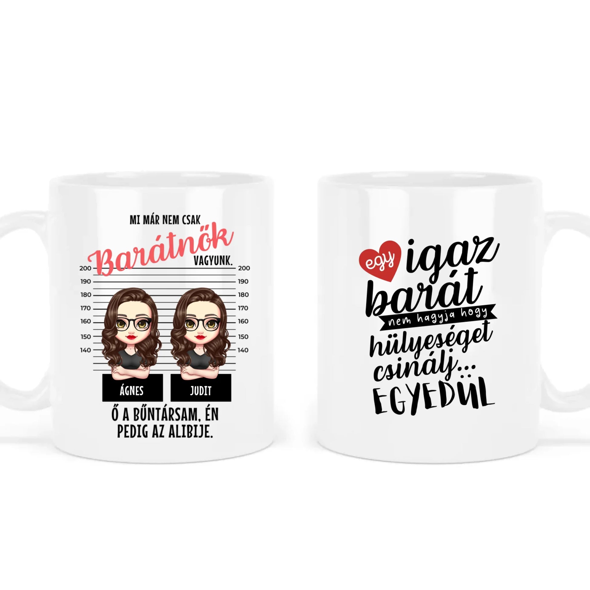 egyedi karakteres bögre legjobb barátnő bűntársak rendőrségi fotó