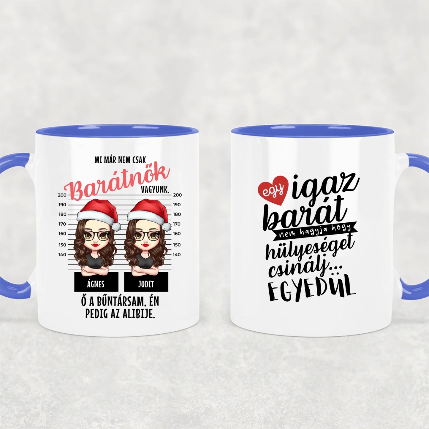 egyedi karakteres bögre legjobb barátnő bűntársak rendőrségi fotó