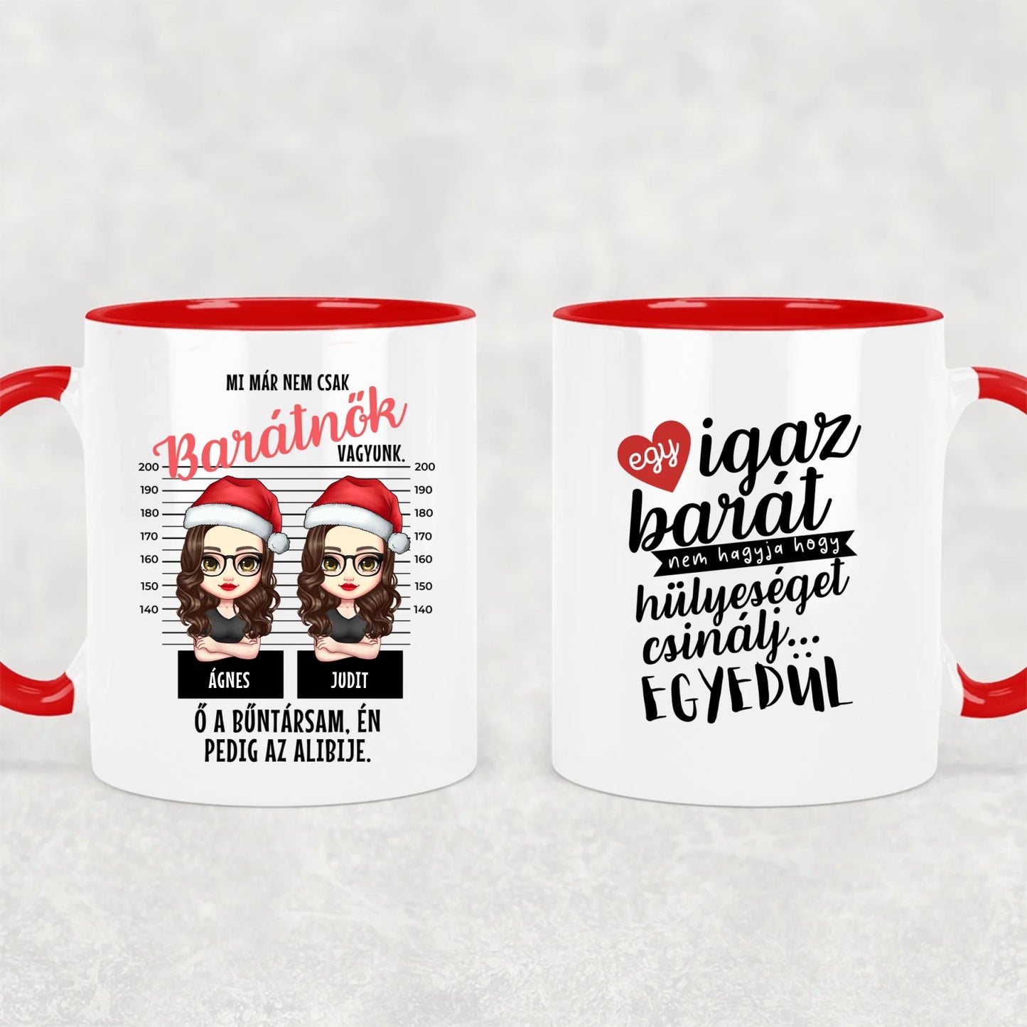 egyedi karakteres bögre legjobb barátnő bűntársak rendőrségi fotó