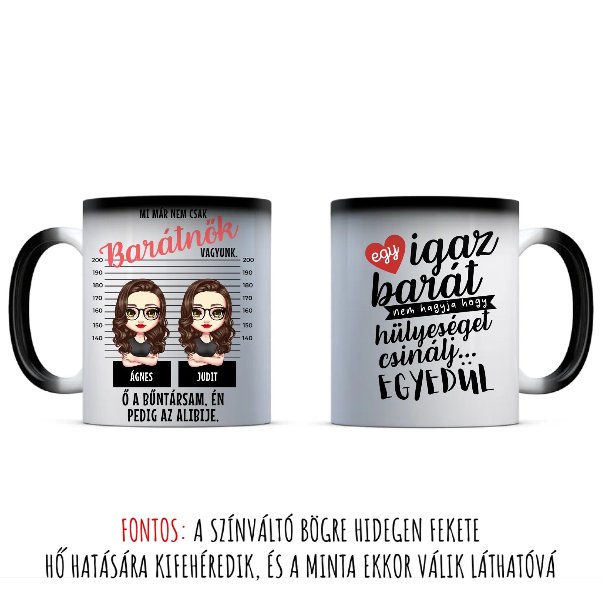 egyedi karakteres bögre legjobb barátnő bűntársak rendőrségi fotó