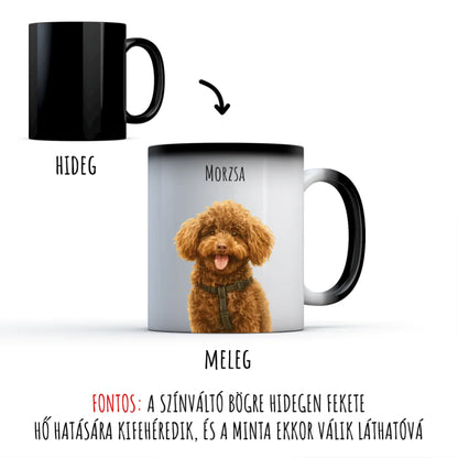 Egyedi Fényképes Kutyás Bögre Vízfesték Stílusban Színváltó