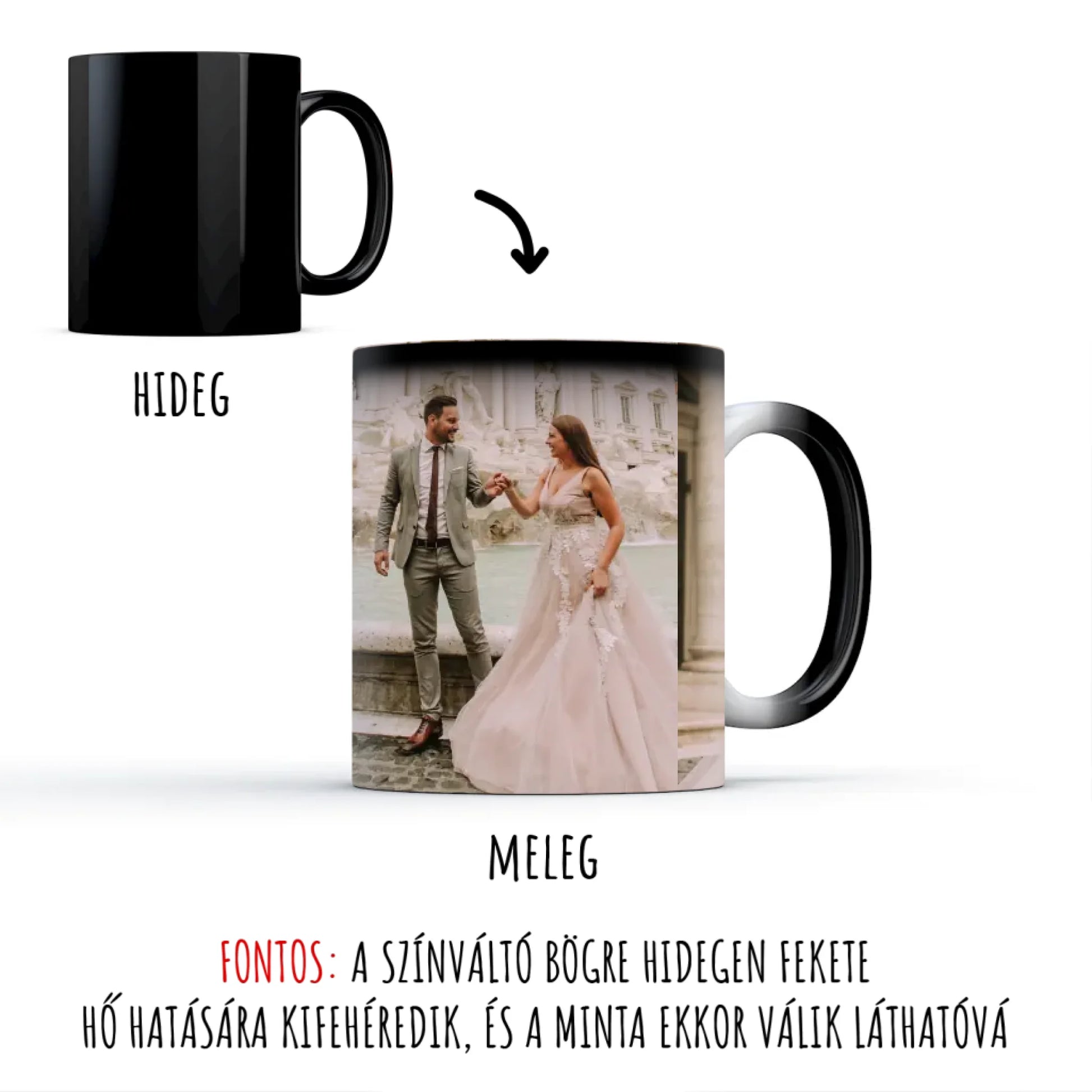 egyedi fényképes bögre 3 fényképpel színváltó