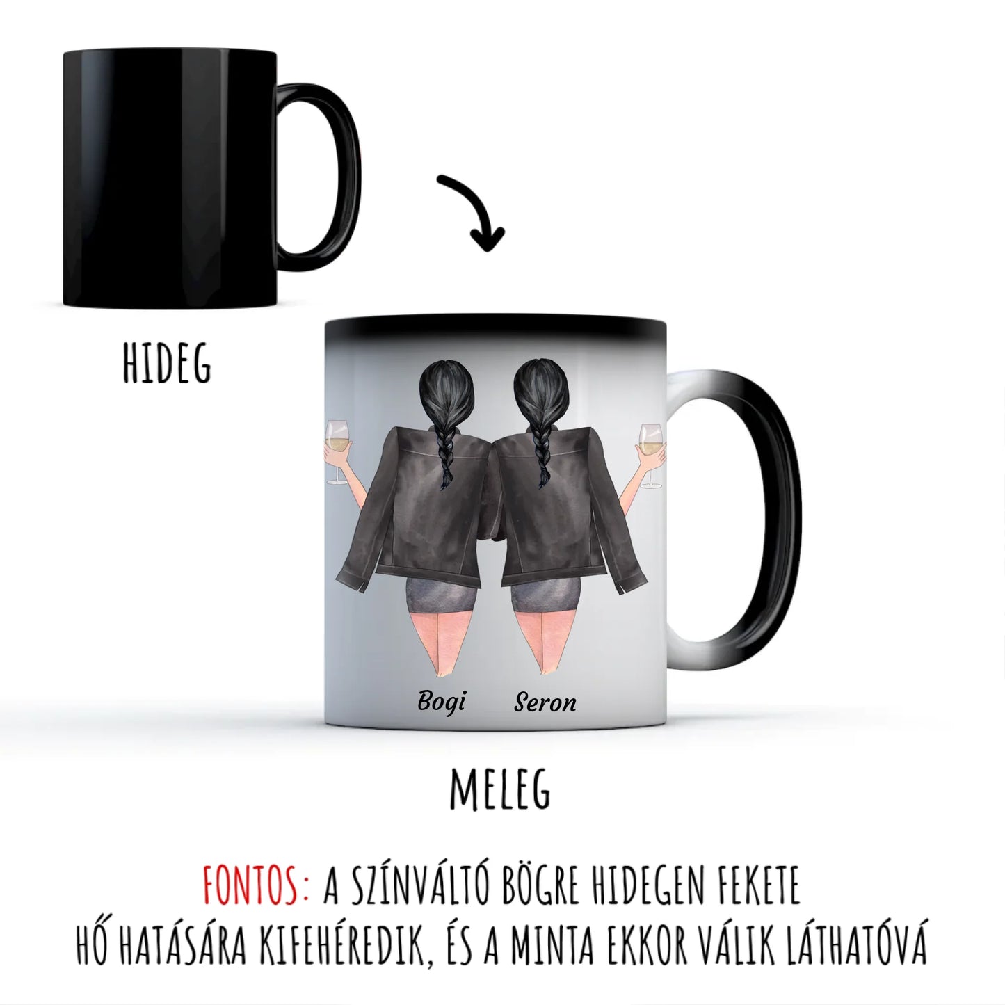 egyedi személyre szabható fényképes színváltó bögre