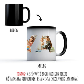 egyedi bögre ANYA felirattal 4 fényképpel színváltó