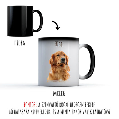 egyedi fényképes kutyás bögre névvel színváltó