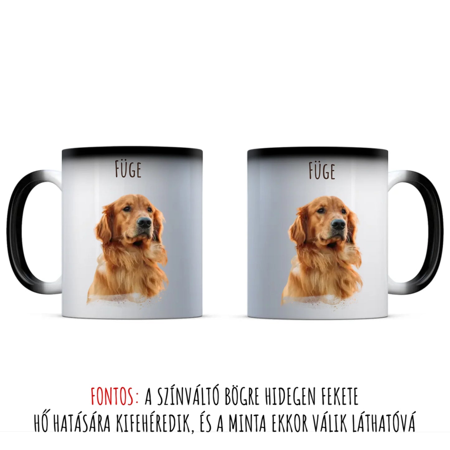 egyedi fényképes kutyás bögre névvel színváltó