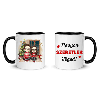 egyedi chibi karakteres bögre szerelmes pároknak karácsonyi