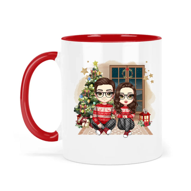 egyedi chibi karakteres bögre szerelmes pároknak karácsonyi