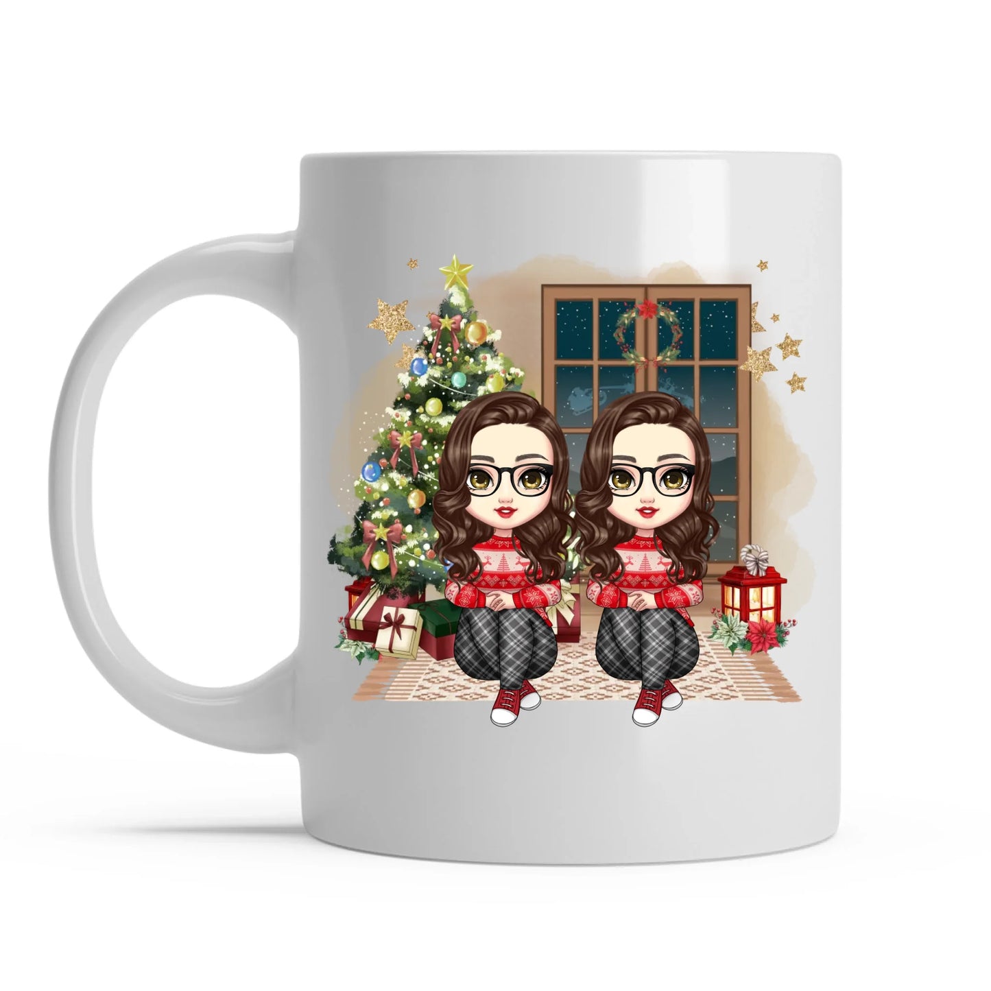 Egyedi Chibi Karakteres Karácsonyi Bögre Legjobb Barátnőknek