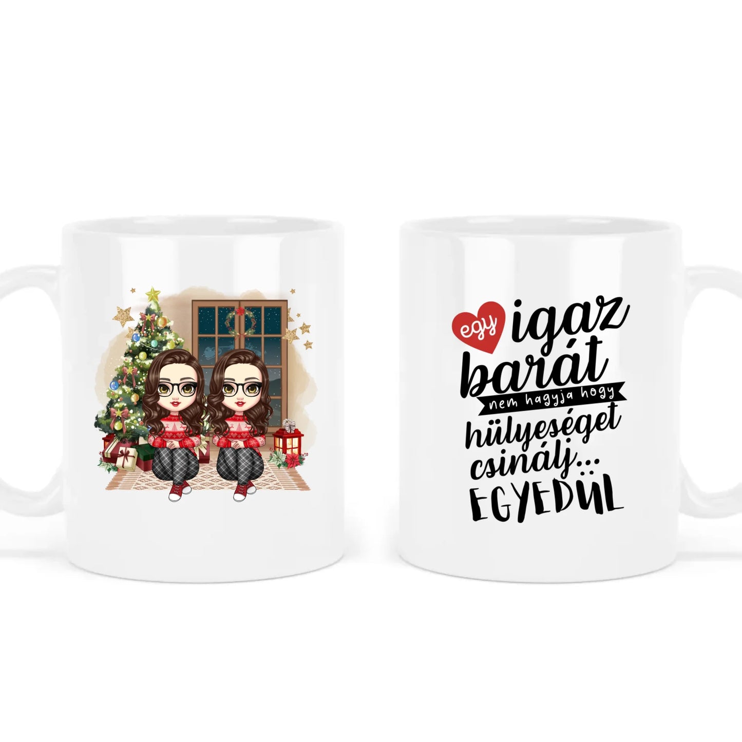 Egyedi Chibi Karakteres Karácsonyi Bögre Legjobb Barátnőknek