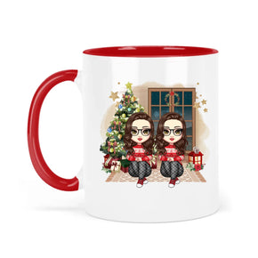 egyedi chibi karakteres bögre szerelmes pároknak karácsonyi