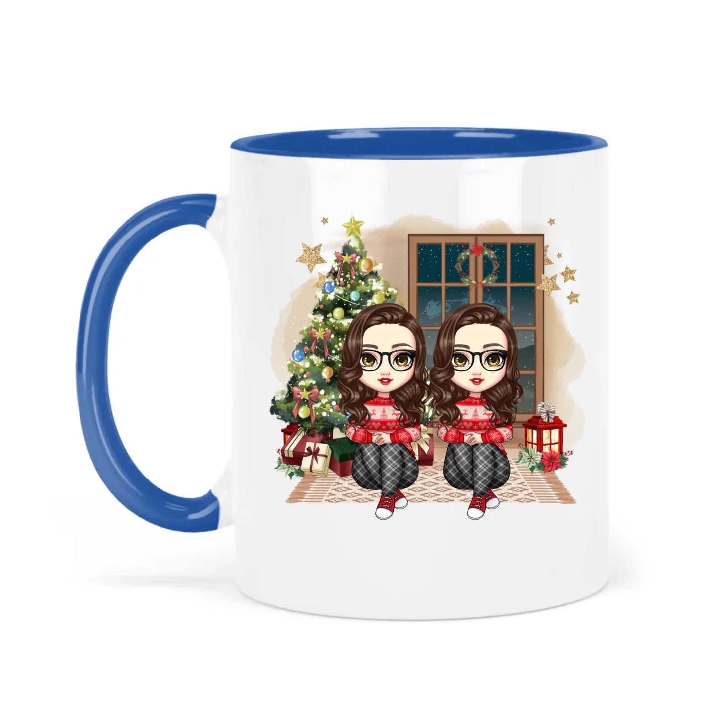 egyedi chibi karakteres bögre szerelmes pároknak karácsonyi