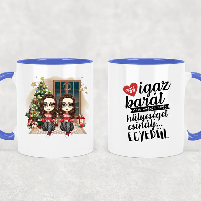 Egyedi Chibi Karakteres Karácsonyi Bögre Legjobb Barátnőknek