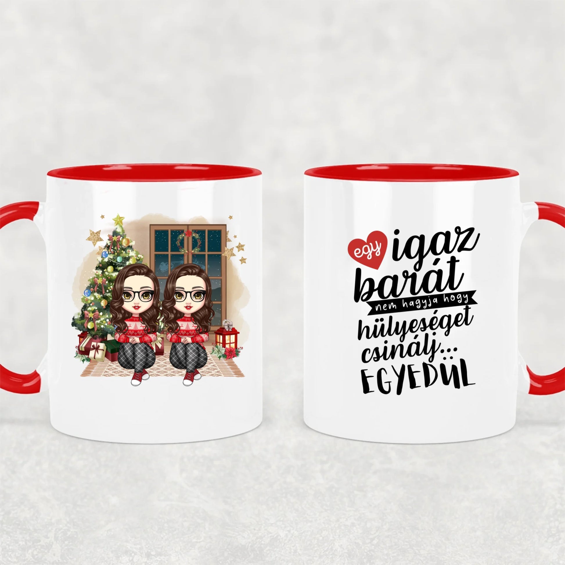 Egyedi Chibi Karakteres Karácsonyi Bögre Legjobb Barátnőknek