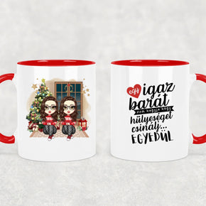 egyedi chibi karakteres bögre szerelmes pároknak karácsonyi