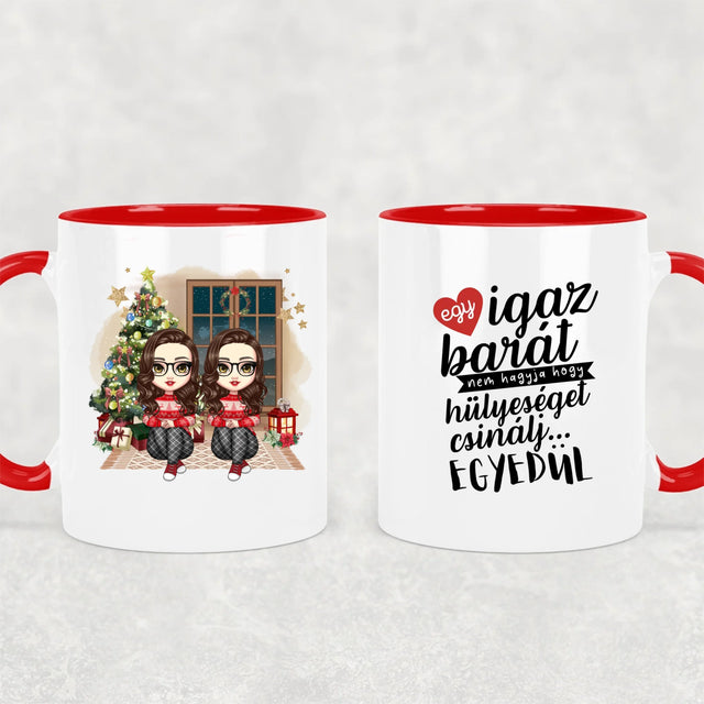 Egyedi Chibi Karakteres Karácsonyi Bögre Legjobb Barátnőknek