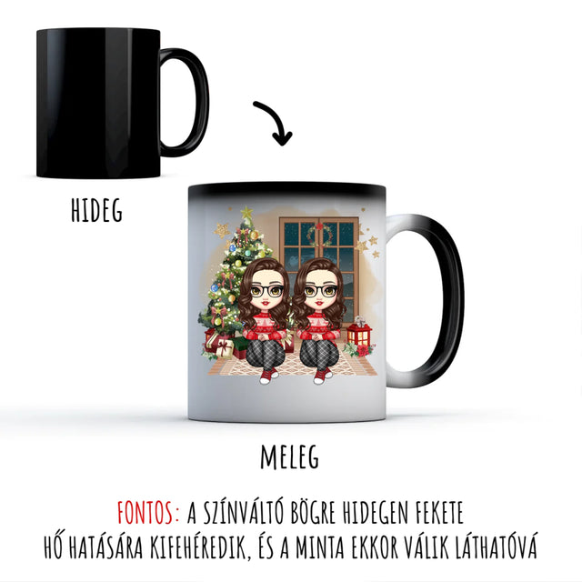 Egyedi Chibi Karakteres Karácsonyi Bögre Legjobb Barátnőknek